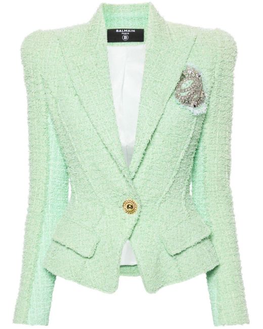 Balmain Green Jolie Madame Tweed Blazer