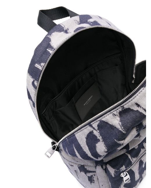 Alexander McQueen Gray Logo-print Denim Backpack for men