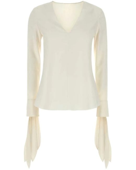 Givenchy White V-Necked Blouse