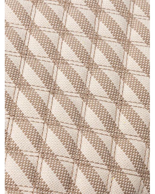Guess White Giully Quilted Striped Tote Bag