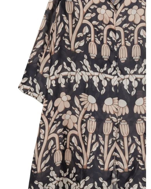 Biyan Blue Floral Print Coat