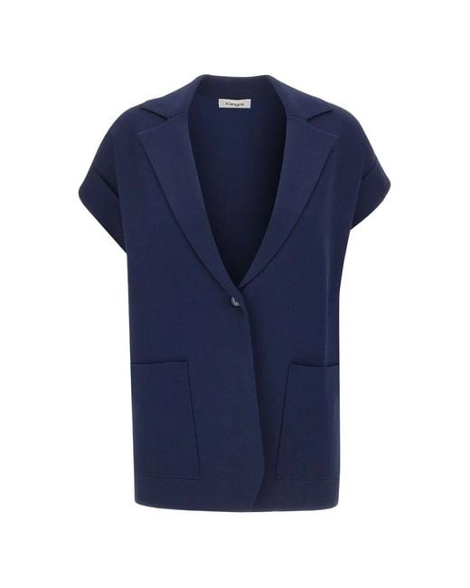 Kangra Blue Sleeveless Knitted Blazer