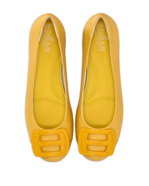 Hogan Orange H661 Patent-Leather Ballerina Shoes