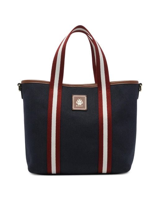 Bally Black Logo-Stripe Tote Bag