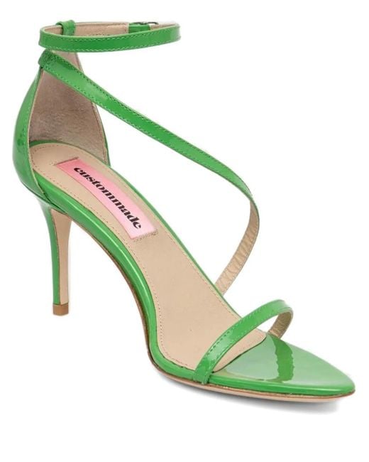 Custommade• Green Ankle-Strap Pointed-Toe Heeled Sandals