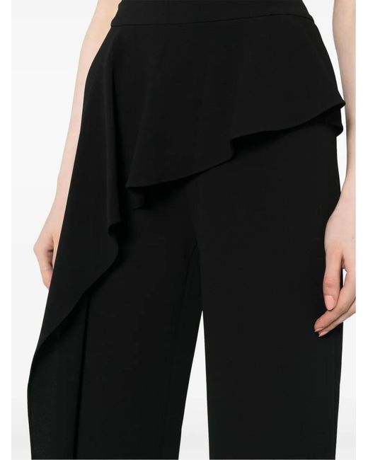 Edward Achour Paris Black Ruffled-Detail Flared Trousers