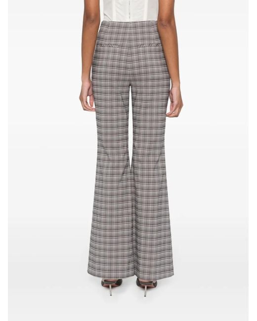 ROTATE BIRGER CHRISTENSEN Gray Checked Flared Trousers