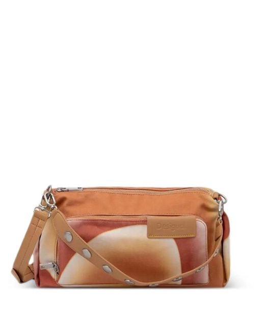 Desigual Brown Zip-Fastening Patterned Cross Body Bag