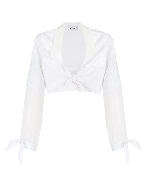 Amir Slama White Tie-Front Cropped Shirt