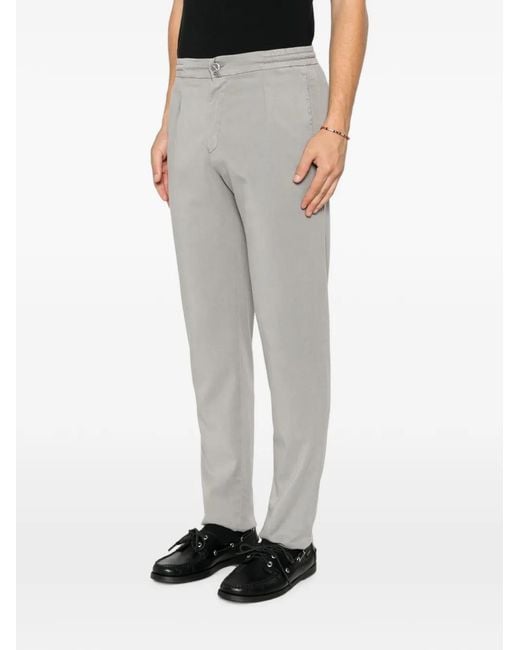 Kiton Gray Logo-Patch Pleated Trousers for men