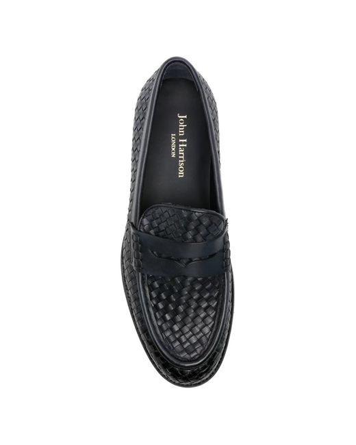 JOHN HARRISON White Woven Penny-Slot Loafers for men