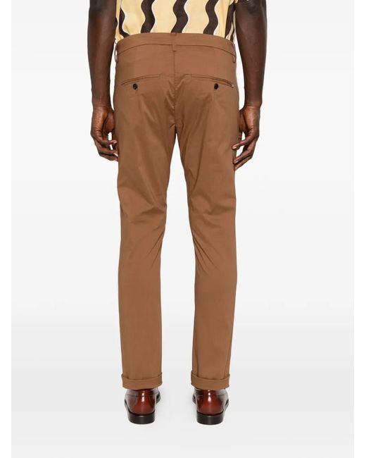 Dondup White Cuffed Trousers for men