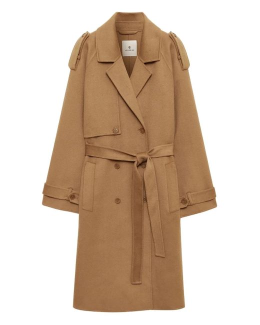Anine Bing Natural Rickie Belted Trench Coat