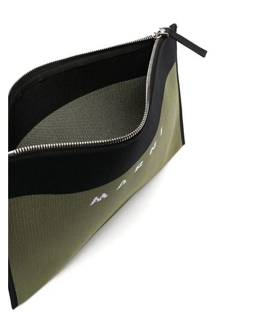 Marni Black Logo-Jacquard Clutch Bag for men