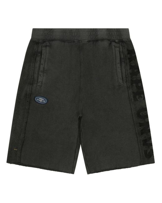 Aape By A Bathing Ape Black Logo-Patch Shorts for men