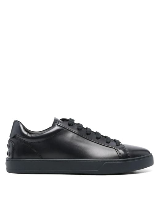Tod's Black Leather Lace-Up Sneakers for men