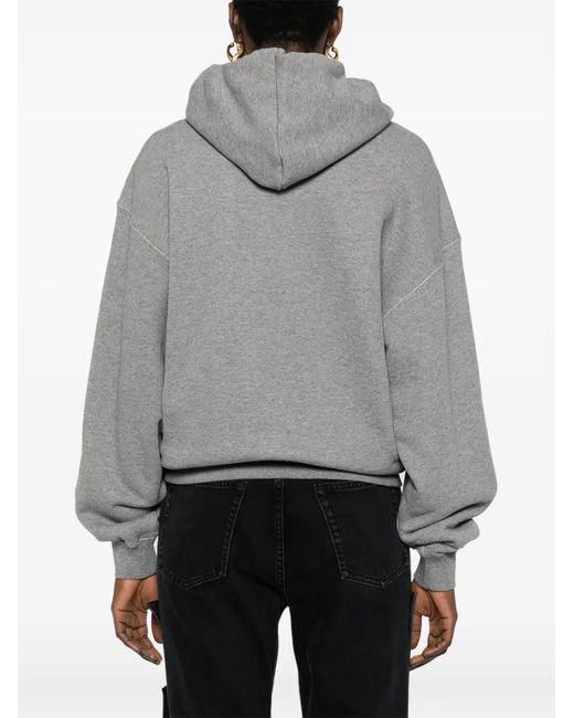 Off-White c/o Virgil Abloh Gray Off- Embroidered-Logo Cotton Hoodie