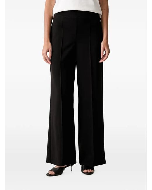 Joseph Ribkoff Black Logo-Plaque Wide-Leg Trousers