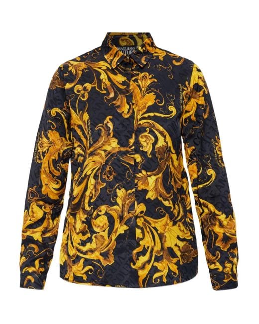 Versace Jeans Couture Yellow Shirt With "Barocco" Pattern