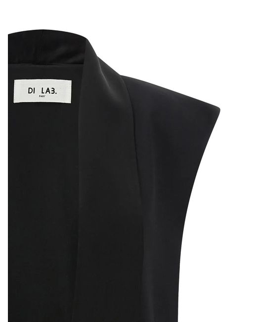 DI.LA3 PARI' Black Shawl-Collar Vest