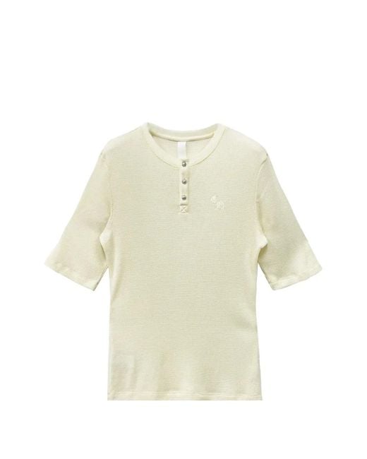 Chrome Hearts White Ch Letter Waffle Thermal Short Sleeve Henley T-Shirt for men