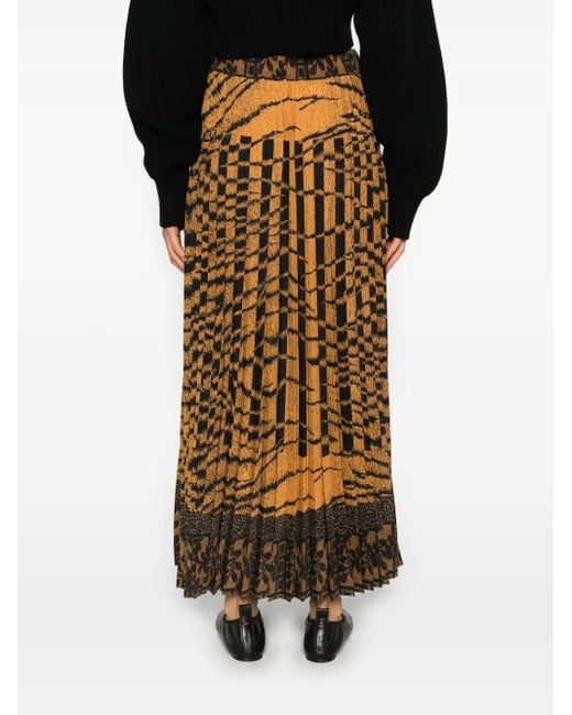 Pierre Louis Mascia Orange Pleated Patterned Skirt