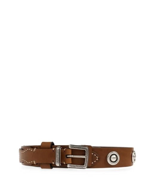Etro White Stud-Embellished Leather Belt