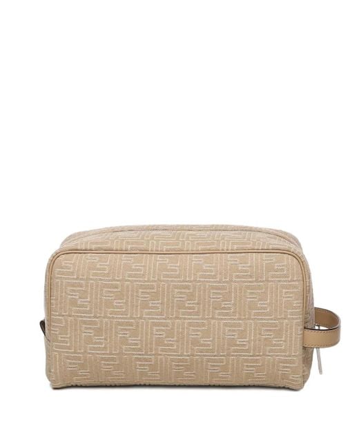 Fendi Toilettas Met Leren Afwerking En Ff-Patroon in het Natural voor heren