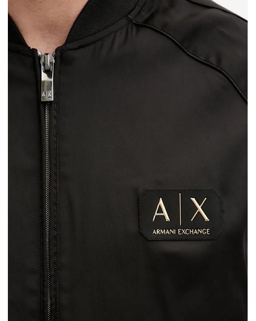 ARMANI EXCHANGE Black Logo-Patch Bomber Jacket for men