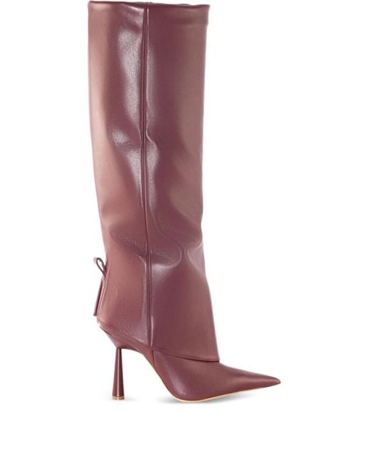 Gia Borghini Purple 110Mm Ros31 Leather Knee-High Boots