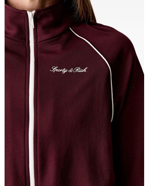 Sporty & Rich Logo-Embroidered Piped Track Jacket