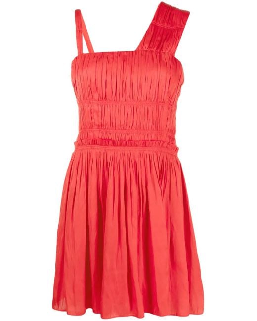 Zadig & Voltaire Red Roselie Satin Pleated Dress