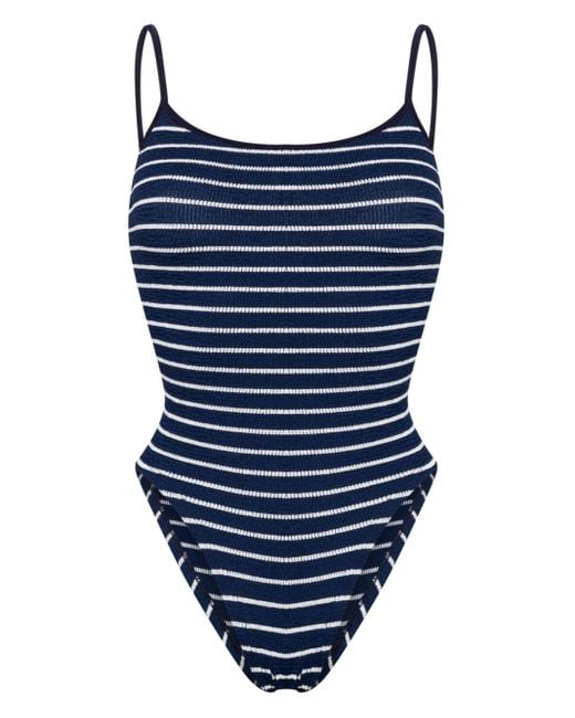 Hunza G Blue Pamela Striped Swimsuit