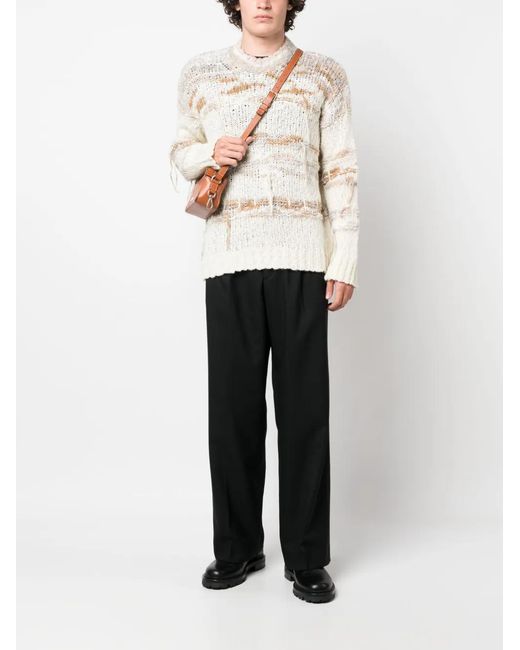 sunflower Black Pleated Straight-Leg Wool Trousers for men