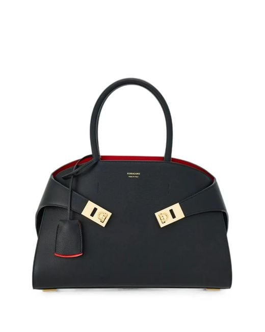 Ferragamo Black Hug Leather Tote Bag