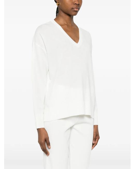 Neera White V-Neck Side-Slit Top