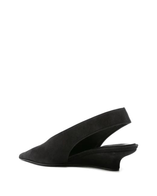 Totême Black Wedge-Heel Suede Slingbacks