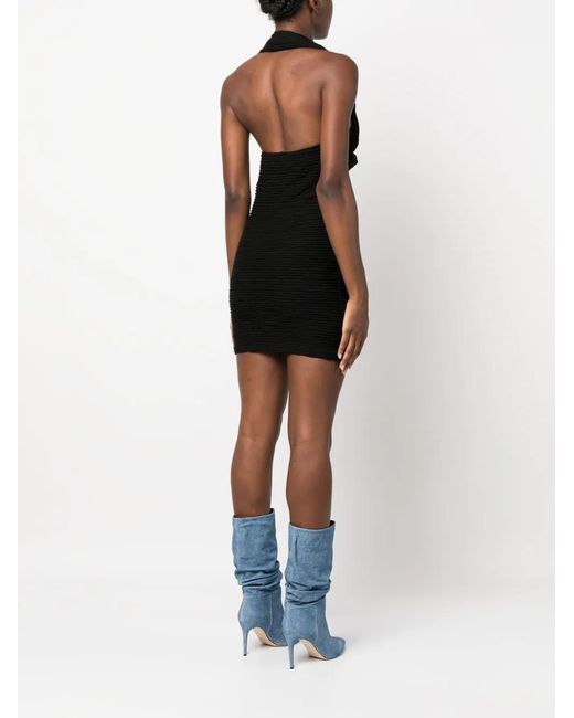 IRO Black Oxanne Twist-Detail Halterneck Minidress