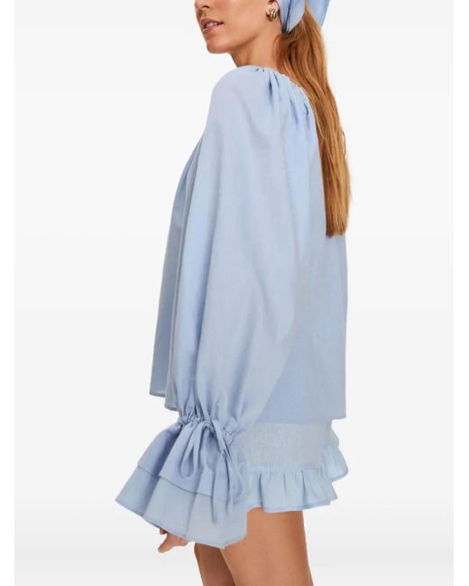 Conjunto Cha Cha Con Dobladillo De Volantes Sleeper de color Blue