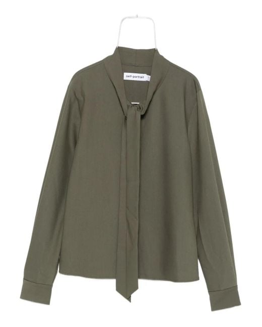 Blusa A Maniche Lunghe Con Fiocco di Self-Portrait in Green