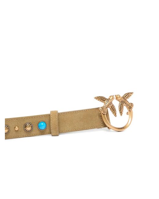 Ceinture À Détails De Clous Avec Boucle Love Birds Pinko en coloris Metallic