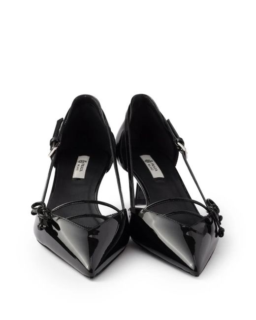 Prada Black Bow-Detail Pointed-Toe Pumps
