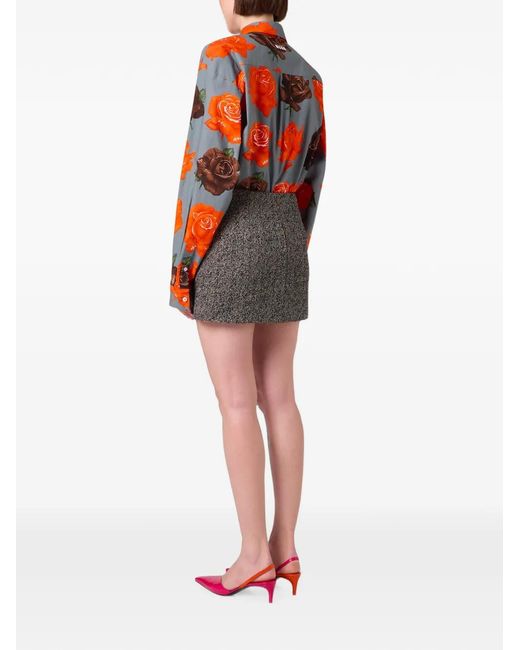 MSGM Gray Button-Down Mini Skirt
