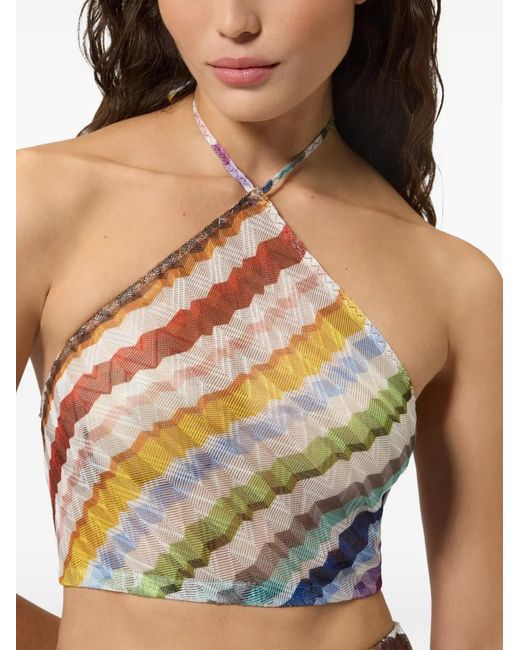Missoni Blue Zigzag-Knit Halterneck Top