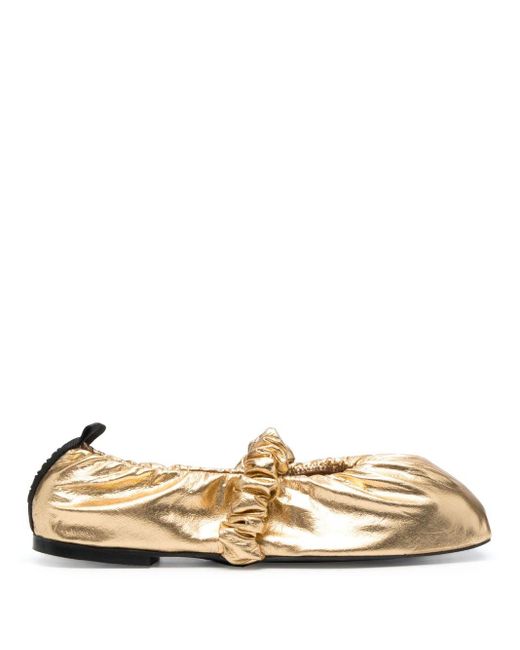 Ganni Metallic Scrunchie Ballerina Shoes