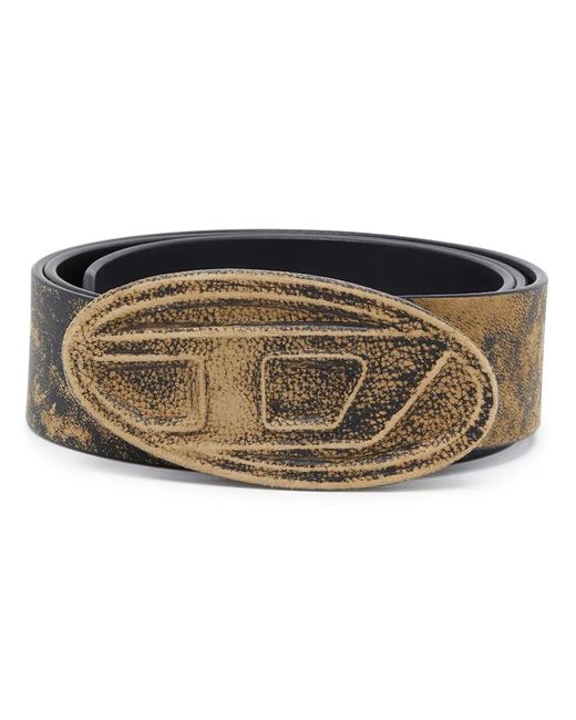 DIESEL Brown 1Dr Logo-Buckle Leather Belt for men