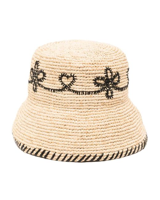 Chloé Natural Embroidered Raffia Sun Hat
