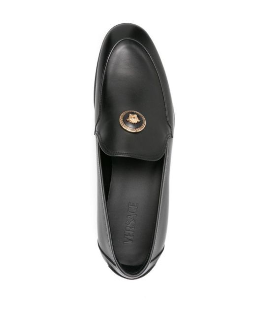 Versace Leren Loafers Met Medusa-plakkaat in het Black voor heren