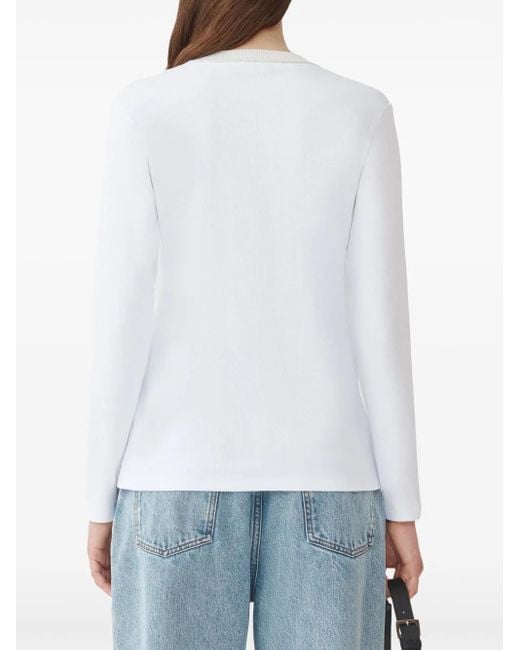 Fabiana Filippi White Jersey V-Neck T-Shirt