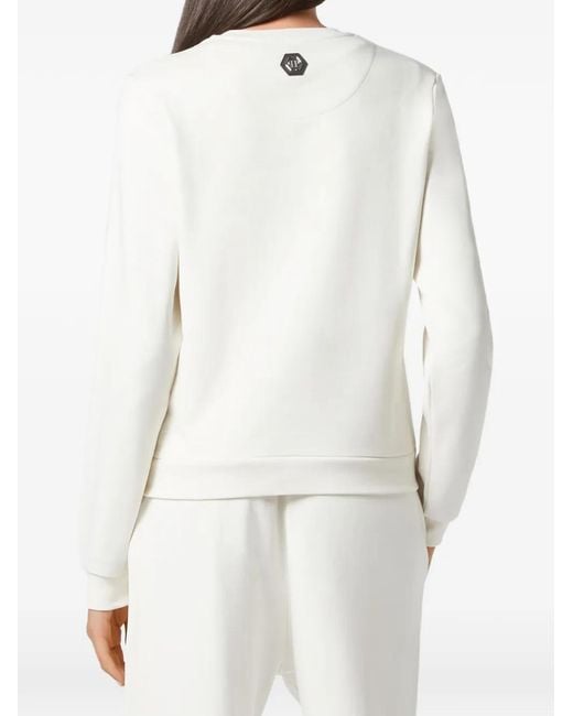 Philipp Plein White Signature Embroidered Sweatshirt